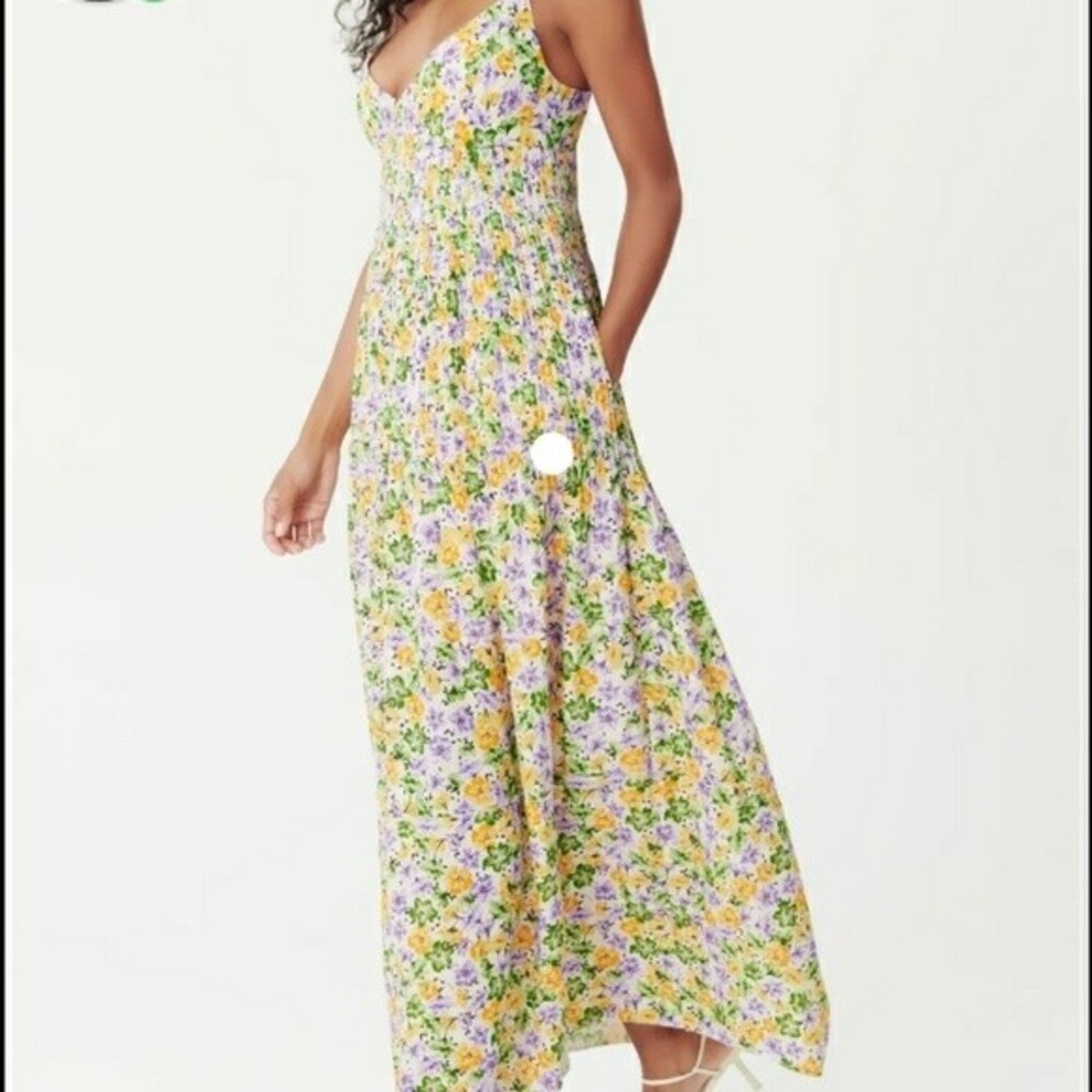Nicholas Susan Whistledown Floral Pleated Maxi Dress Size 8 NWT Linen Blend